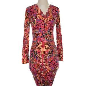Vibrant Multicolor Long Sleeve Dress
